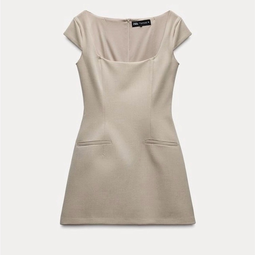 Zara Cream Cap Sleeve Mini Dress